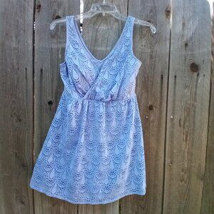 D & CO Swim Suit Womens Size 8 Ligth Blue Dress Sleeveless V Neck Padded